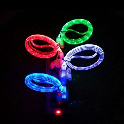 1M 3FT Light Up LED Micro USB Data Sync Charger Cable Cord For Samsung Android