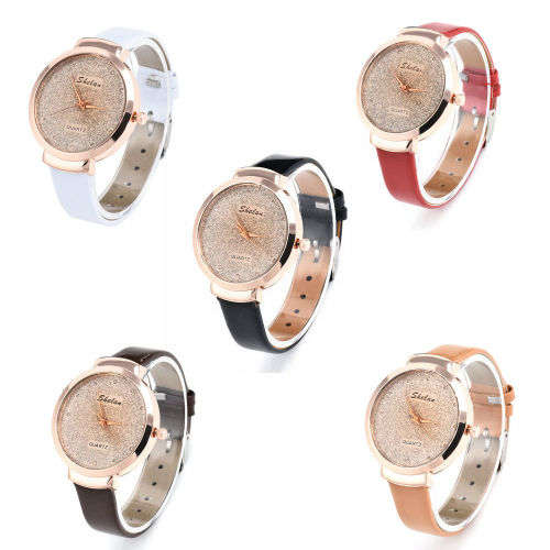 FREE SHIPPING - Women PU Leather Casual Watch Luxury Analog Quartz Crystal Wristwatch     K