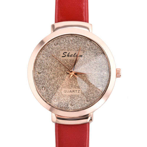 FREE SHIPPING - Women PU Leather Casual Watch Luxury Analog Quartz Crystal Wristwatch     K