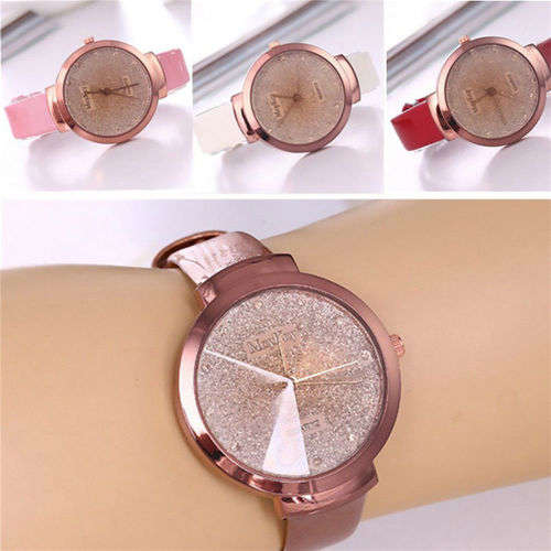 FREE SHIPPING - Women PU Leather Casual Watch Luxury Analog Quartz Crystal Wristwatch     K