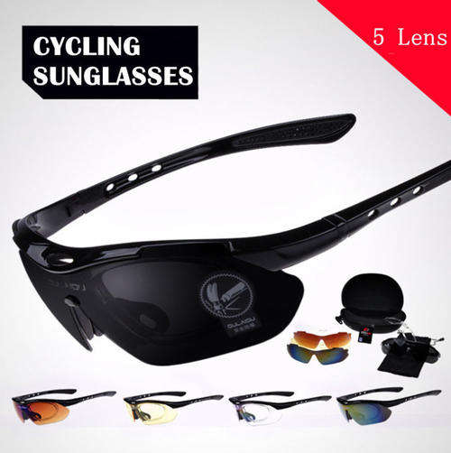 5 Interchangeable Explosion Proof Lens Cycling Sunglasses with Case