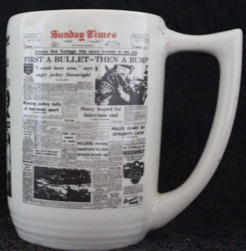Crescent Ware Luipaardsvlei Newspaper Beer Mug Tankard Jug Pitcher