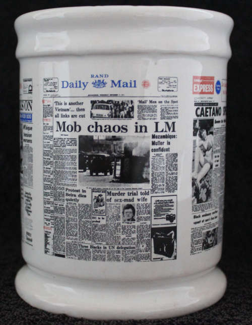 Crescent Ware Luipaardsvlei Newspaper Beer Mug Tankard Jug Pitcher