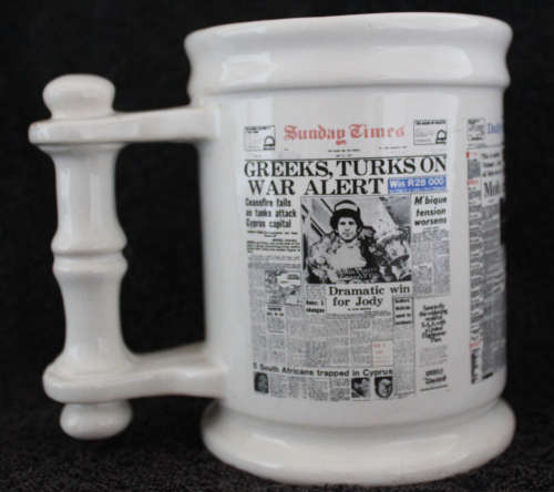 Crescent Ware Luipaardsvlei Newspaper Beer Mug Tankard Jug Pitcher