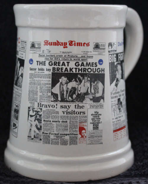 Crescent ware Mixed Newspaper Beer Mug