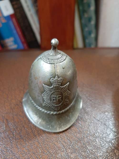 EXTREMELY COLLECTABLE VINTAGE CAST METAL ER  HELMET BELL AND SIVERPLATED TULIP BELL