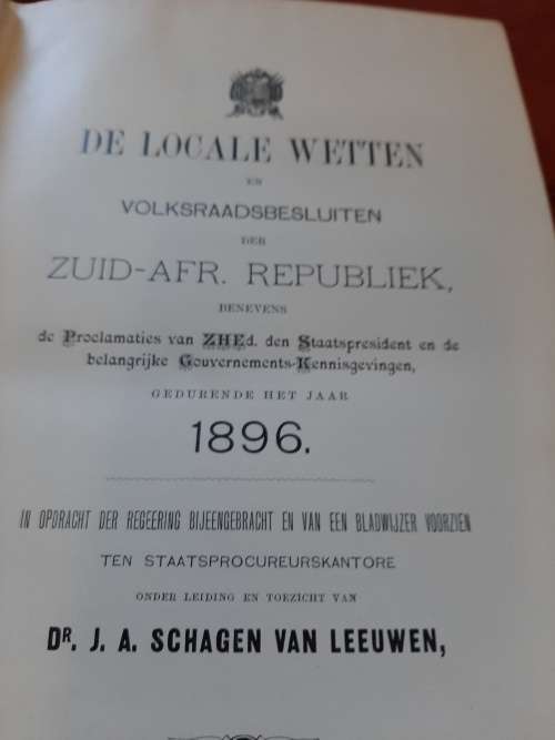 DER LOCALE WETTEN DER ZAR   1896and1897   BOOKS IN VERY GOOD CONDITION