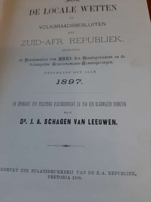 DER LOCALE WETTEN DER ZAR   1896and1897   BOOKS IN VERY GOOD CONDITION