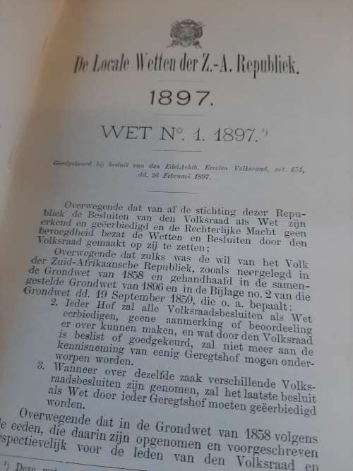 DER LOCALE WETTEN DER ZAR   1896and1897   BOOKS IN VERY GOOD CONDITION
