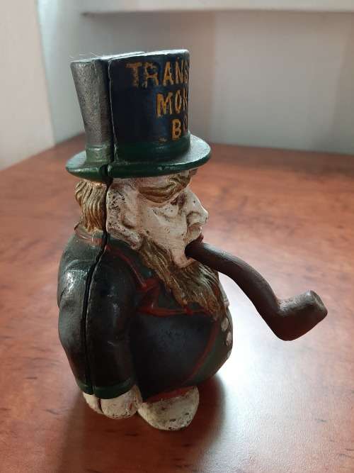 STUNNING  RARE     PAUL KRUGER  TRANSVAAL MONEYBOX   CAST IRON MADE IN ENGLAND IN 18OO`S
