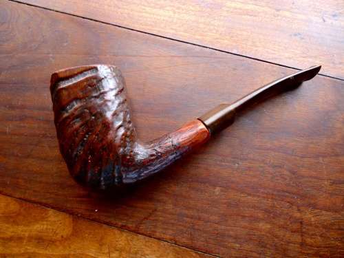 LARGE VINTAGE WOODEN SMOKING PIPE MARKED B C