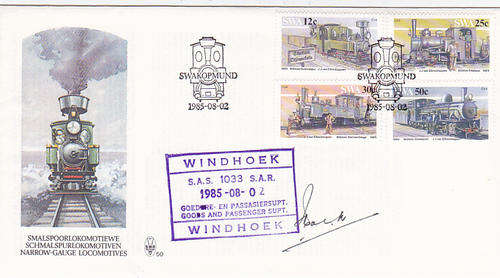 SWA 1985 NARROW-GAUGE RAILWAY - SET OF SIGNED FDC'S