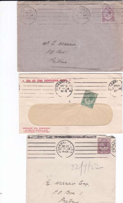 Collection of Early Union of South Africa King's George V Covers