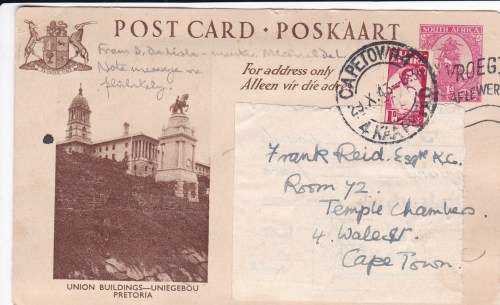 Union of South Africa - Reused Postcard - Very unusual + 1932 Airmail Cover