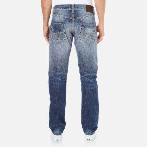 Edwin Men's Ed-55 Break Used Relaxed Tapered Jeans - Dark Blue