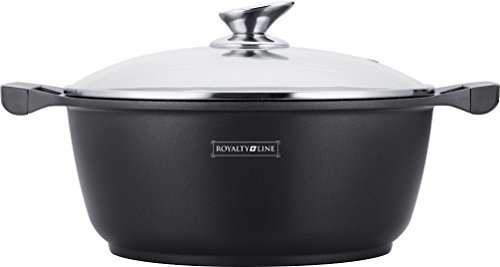 ROYALTY LINE Marble Coating Casserole with Glass Lid (RL-BS34M BLACK 34cm)