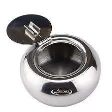Ashtray, Newness Stainless Steel Modern Tabletop Ashtray with Lid