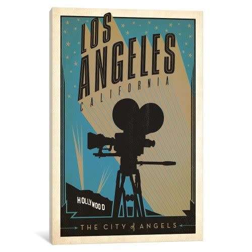 iCanvasART Los Angeles, California (Hollywood Sign) Canvas Print-21x30cm