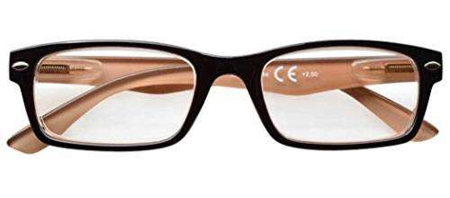 Eyekepper Spring Hinges Plastic Reading Glasses W/case Black-Brown +2.25