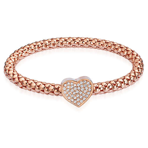 Rose Gold Heart Bracelet made with Swarovski Crystals