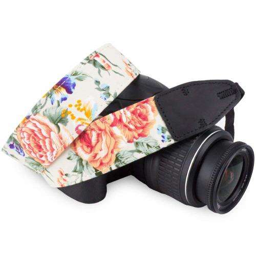 Wolven Pattern Cotton Camera Neck Shoulder Strap Belt -White Flower