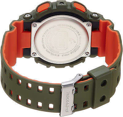 Casio Men's Ana-Digi Alarm Chronograph Green Orange G Shock Watch GA110LN-3A