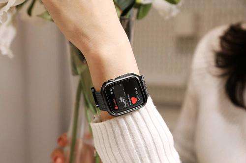 HONEJEEN Compatible with iWatch Band 38mm 42mm with Case, Stainless Steel Mesh with Adjustable Magne