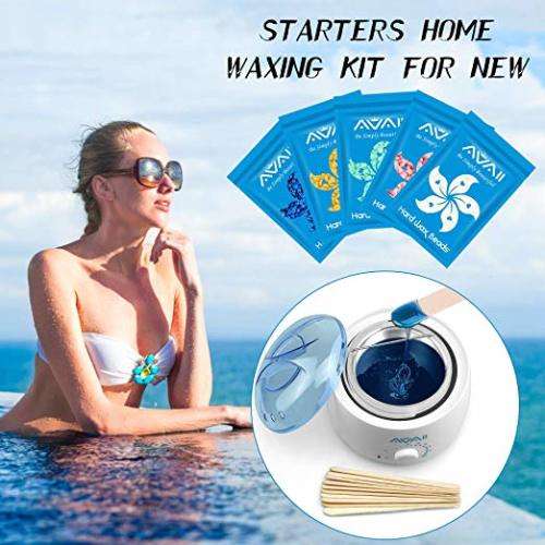 Waxing Kit, AVAII Hair Removal Waxing Warmer Kit with 5 Bags Hard Wax Beans(3.5oz/Bags)10