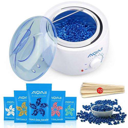 Waxing Kit, AVAII Hair Removal Waxing Warmer Kit with 5 Bags Hard Wax Beans(3.5oz/Bags)10