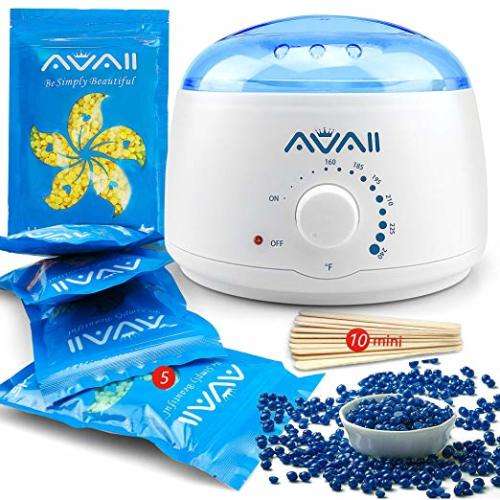 Waxing Kit, AVAII Hair Removal Waxing Warmer Kit with 5 Bags Hard Wax Beans(3.5oz/Bags)10