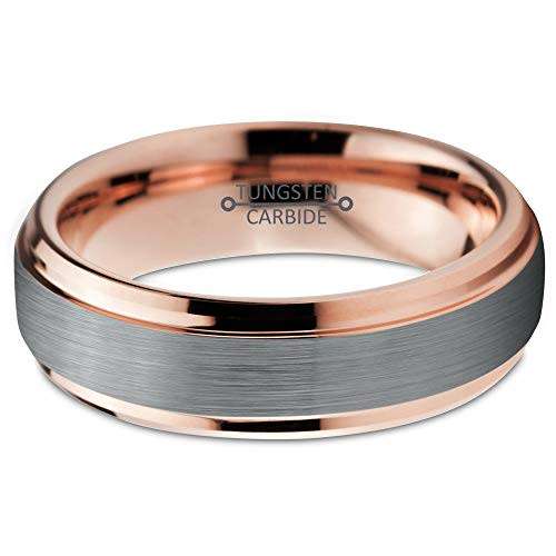 Charming Jewelers Tungsten Wedding Band Ring 6mm Men Women Comfort Fit 18k Yellow Rose Gold Black Gr