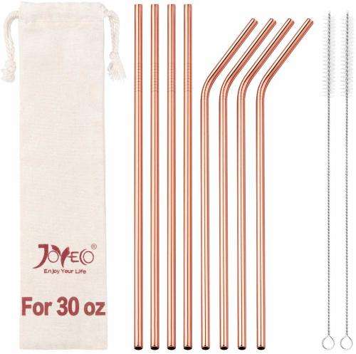 Stainless Steel Straws - Pack of 8 ROSE