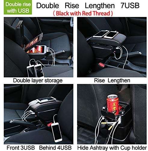 For Suzuki Ignis Armrest Box Ignis 3 Universal Car Central Dual-Layered Storage Box Cup Holder with
