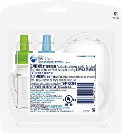 Febreze Plug in Air Freshener and Odor Eliminator, Scented Oil Refill and Oil Warmer, Gain Original