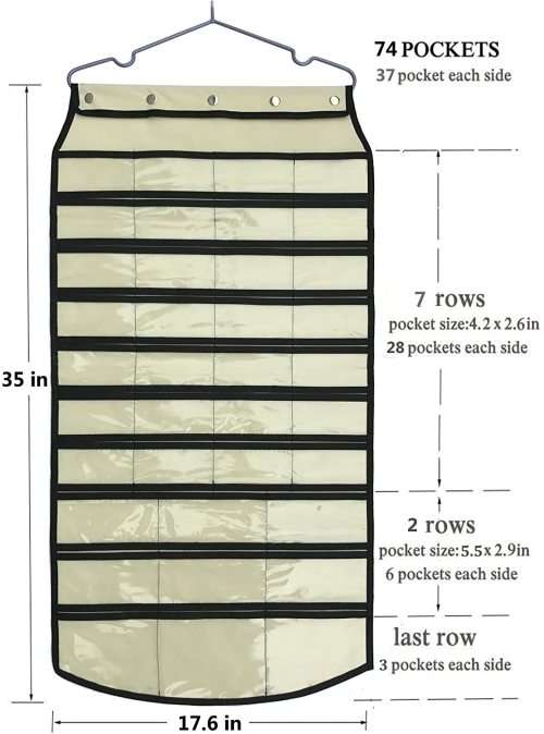 BB Brotrade Hanging Jewelry Organizer,Accessories Organizer,Double Sided 74 Pockets Organizer Holder