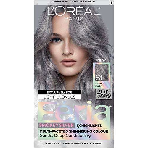 L'oreal Paris Hair Color Feria Multi-faceted Shimmering Permanent Coloring, Smokey Silver, Pack of