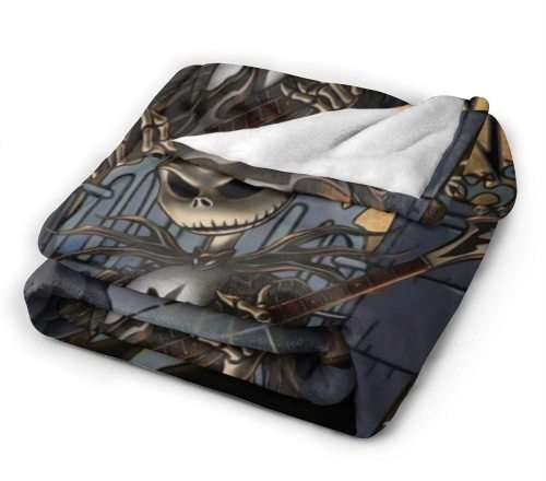 Flannel Fleece Throw Blanket for Winter Couch Sports, Ultra Cozy Jack Skellington Metallica Vintage