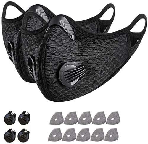 Ecnobia Reusable and Breathable, Face Bandanas with Double Breathing valve, Anti-Haze Dust, for Adul