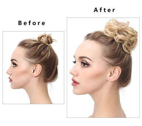Messy Bun Hair Piece for Women Medium Brown 2PCS Scrunchies Hair Bun Extensions Curly Synthetic Hair