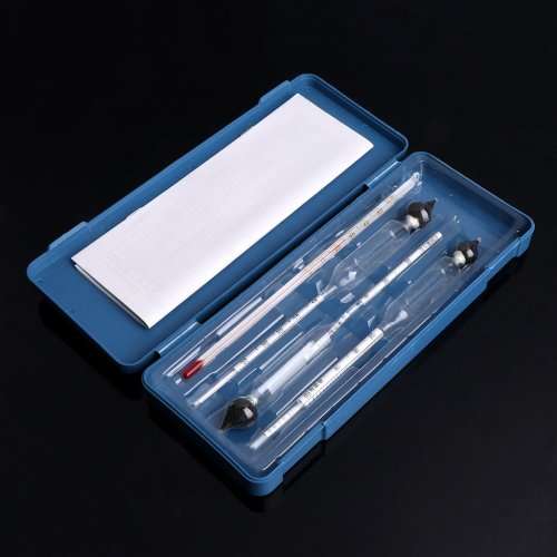 3 Pcs 0-100% Hydrometer Alcoholmeter Tester Set Alcohol Meter + Thermometer