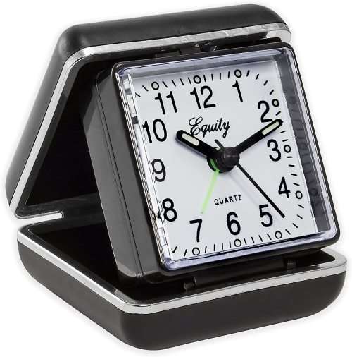 Equity by La Crosse 20080 Folding Travel Quartz Alarm Clock, Black
