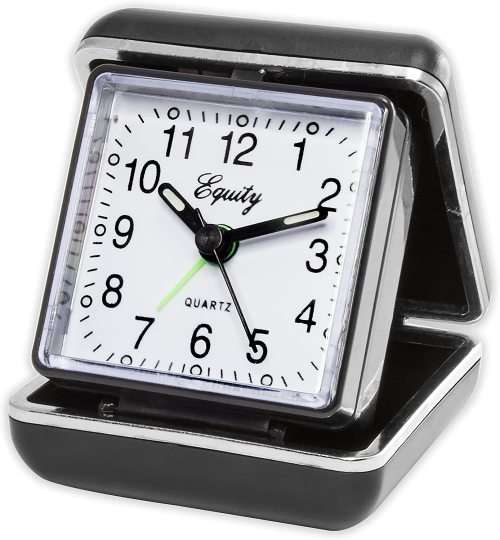 Equity by La Crosse 20080 Folding Travel Quartz Alarm Clock, Black