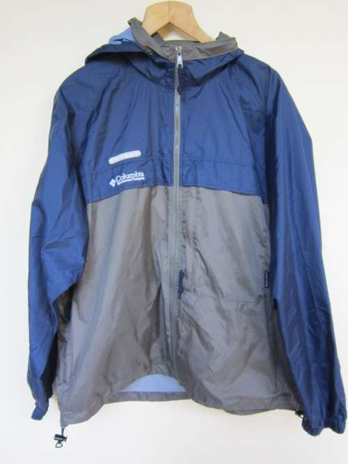 COLUMBIA MENS BLUE/GREY WINDBREAKER JACKET SIZE: L