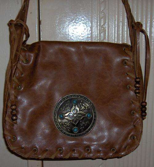 Light Brown Medallion Handbag with Tassels