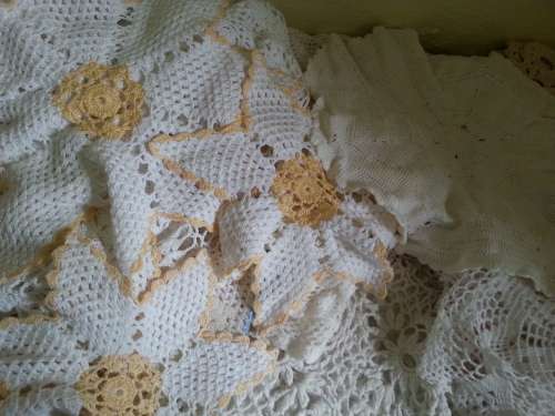 HUGE ASSORTMENT OF VINTAGE DOILIES - 53 ITEMS - all good condition
