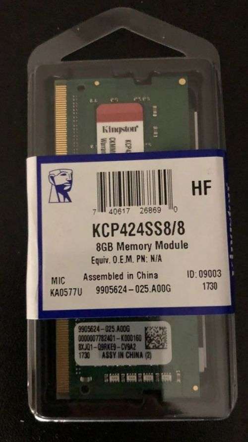 Brand new Kingston KCP424SS8/ 8GB (1 x 8GB) DDR4  RAM - CKMM0861718  (LAPTOP MEMORY)