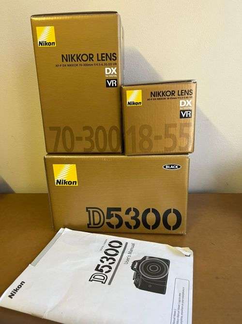 Nikon D5300 DSLR Camera With 2 Lens + Tripod and Accessories