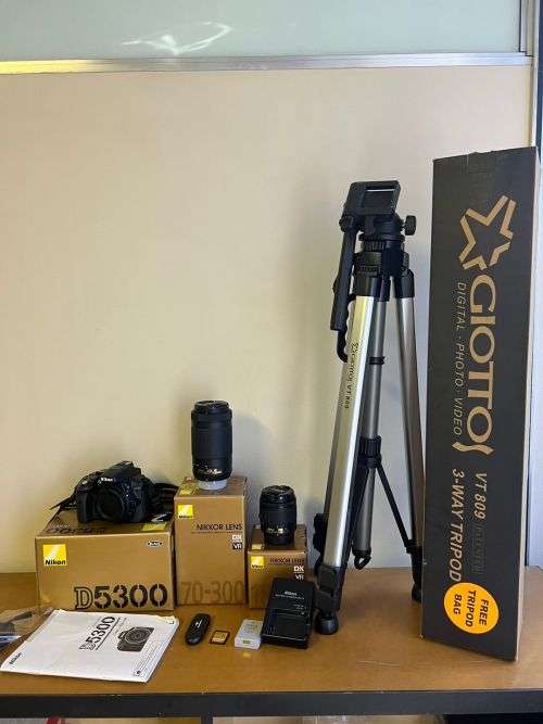 Nikon D5300 DSLR Camera With 2 Lens + Tripod and Accessories