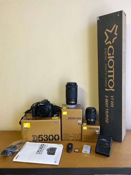 Nikon D5300 DSLR Camera With 2 Lens + Tripod and Accessories