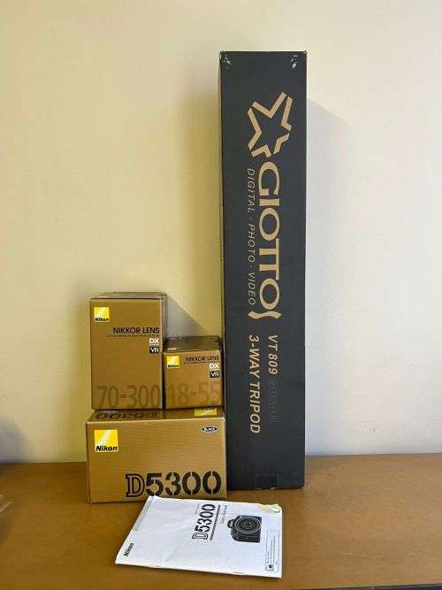 Nikon D5300 DSLR Camera With 2 Lens + Tripod and Accessories